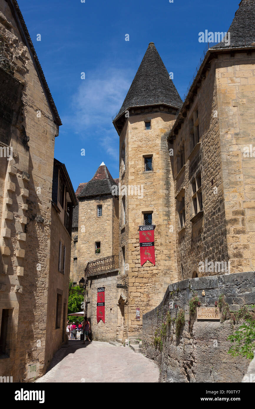 Architektur von Sarlat-la-Caneda, Dordogne, Aquitaine, Frankreich Stockfoto
