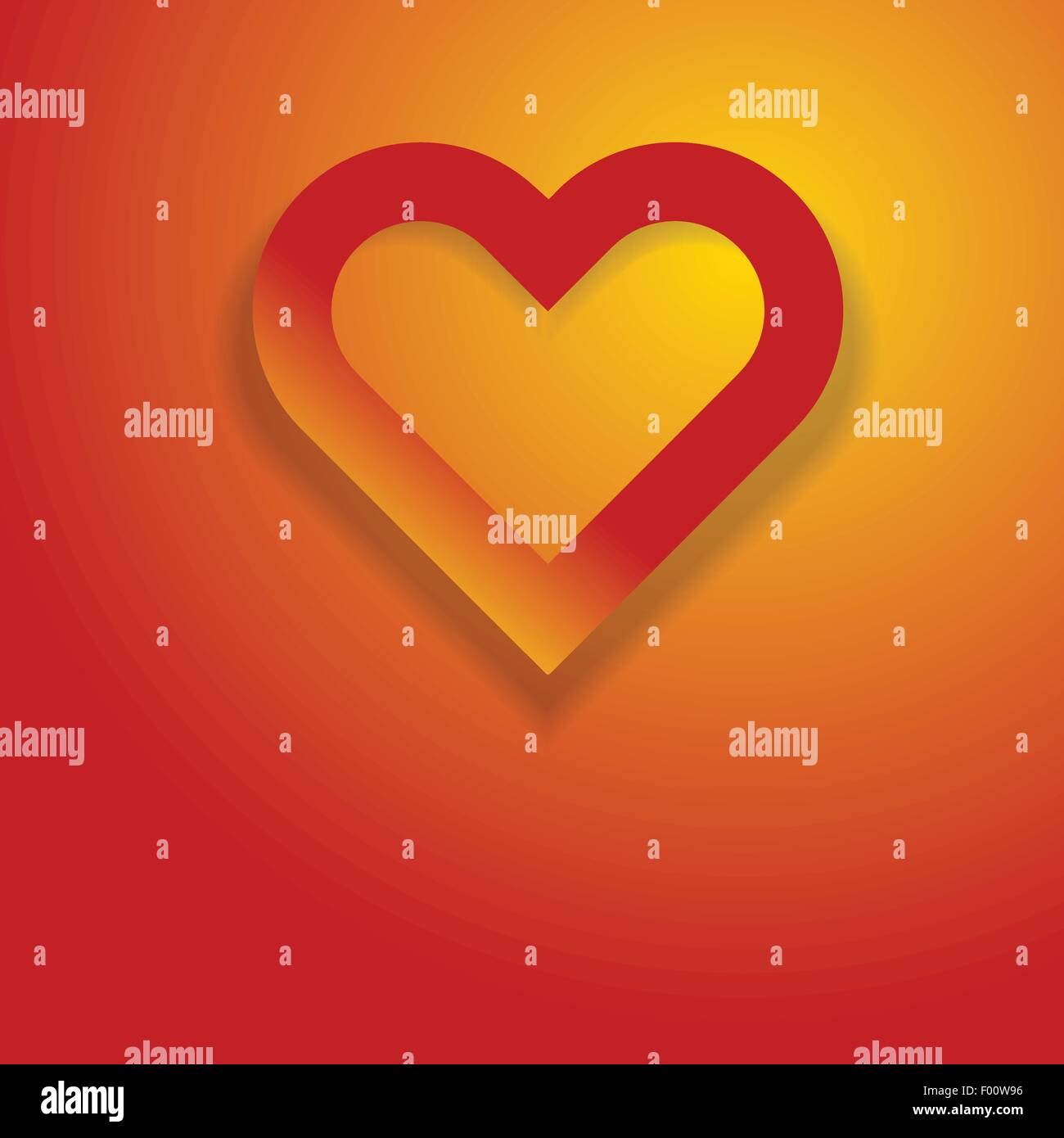Abstrakte Herzsymbol auf orange roten Hintergrund als Liebe-Konzept-Vektor-Illustration. Stock Vektor
