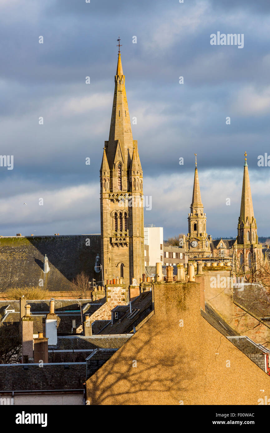 Inverness Kirchen, freie Presbyterianische Kirche von Schottland, Old High Church und freie Kirche von Schottland, Inverness, Highland. Stockfoto