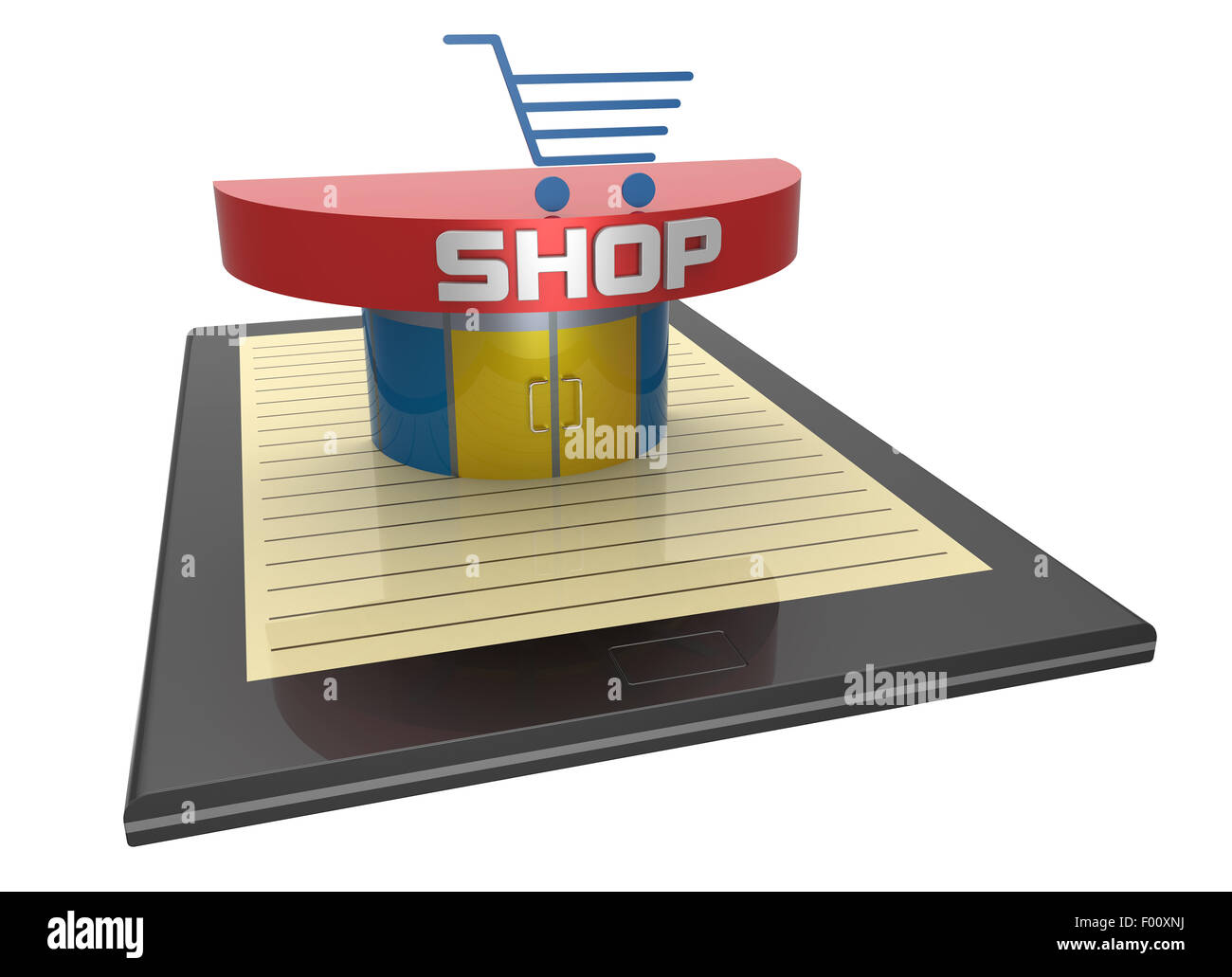 Online Einkaufen mit Tablet-computer Stockfoto