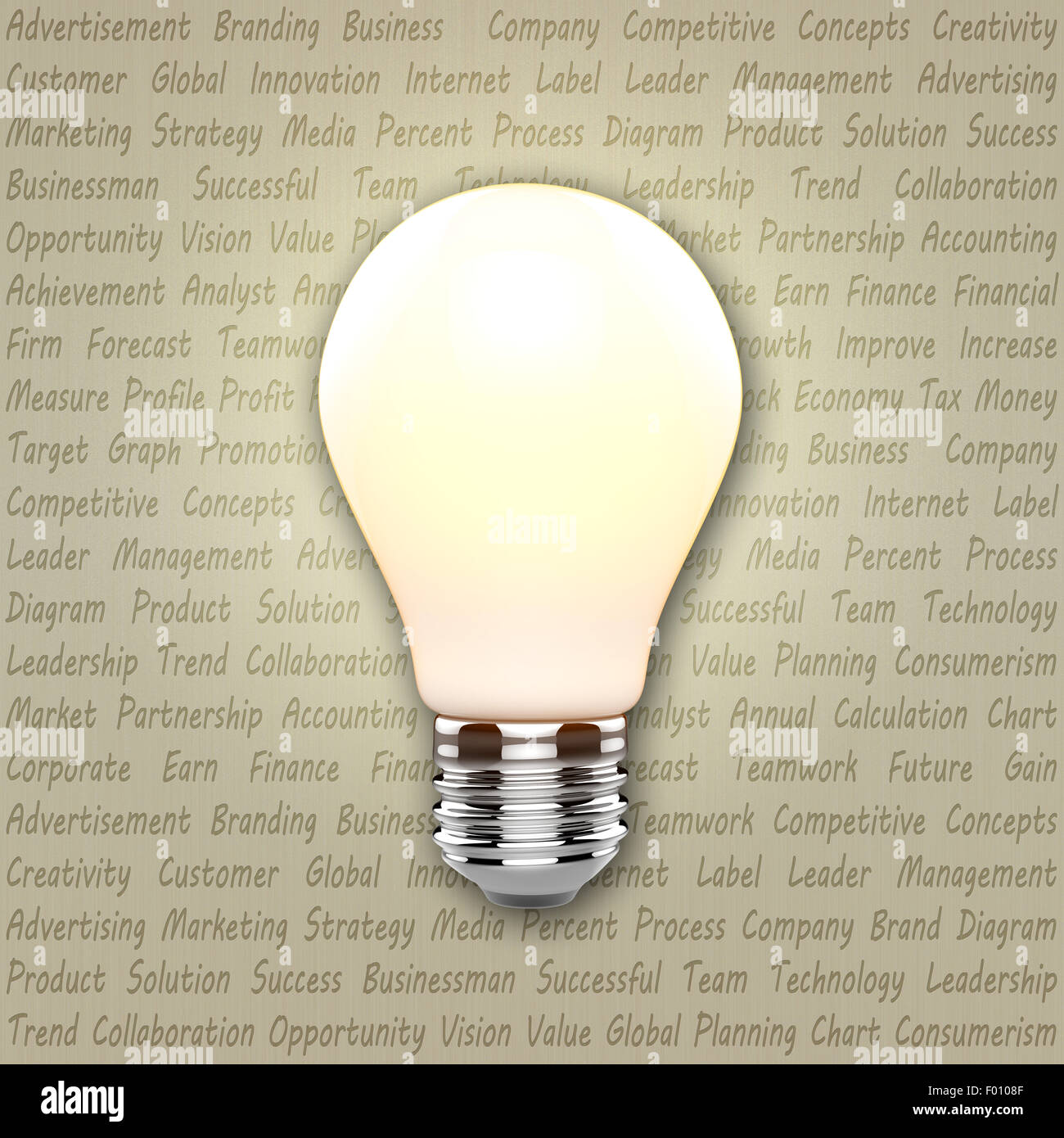 Glühbirne mit Business-marketing text Stockfoto