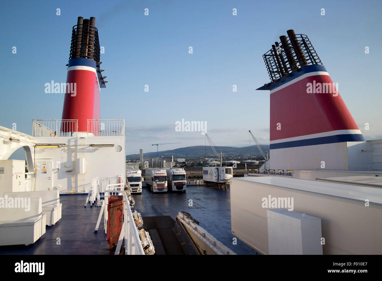 an Bord der Stena Abenteurer Personen- und Güterverkehr Superferry Dublin port-Republik Irland Stockfoto