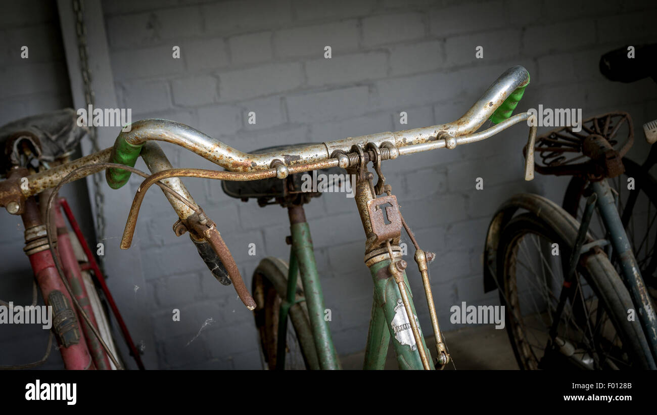 Alte rostige Fahrrad Lenker Stockfoto