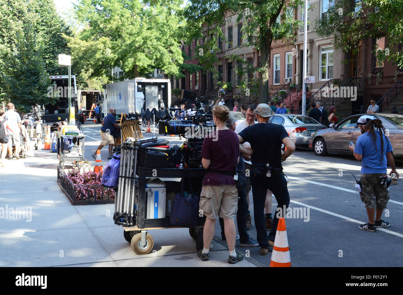 Film Crew Park Slope Brooklyn der Blacklist Nbc TV-Produktion Film eingestellt Stockfoto