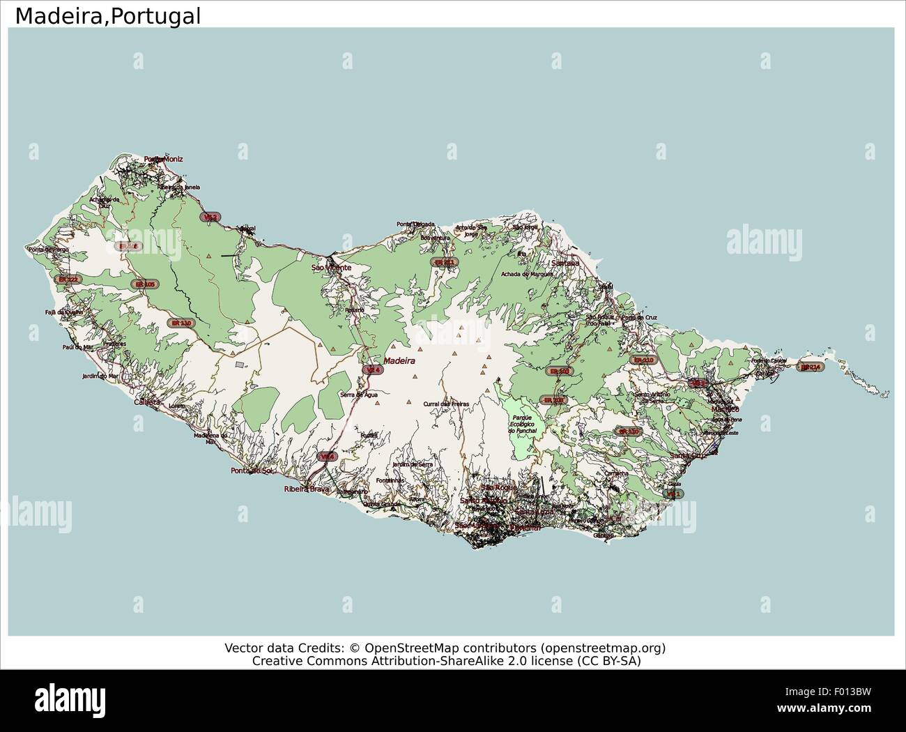 Madeira Portugal Bereich Stadt Karte Luftbild Stock Vektorgrafik Alamy