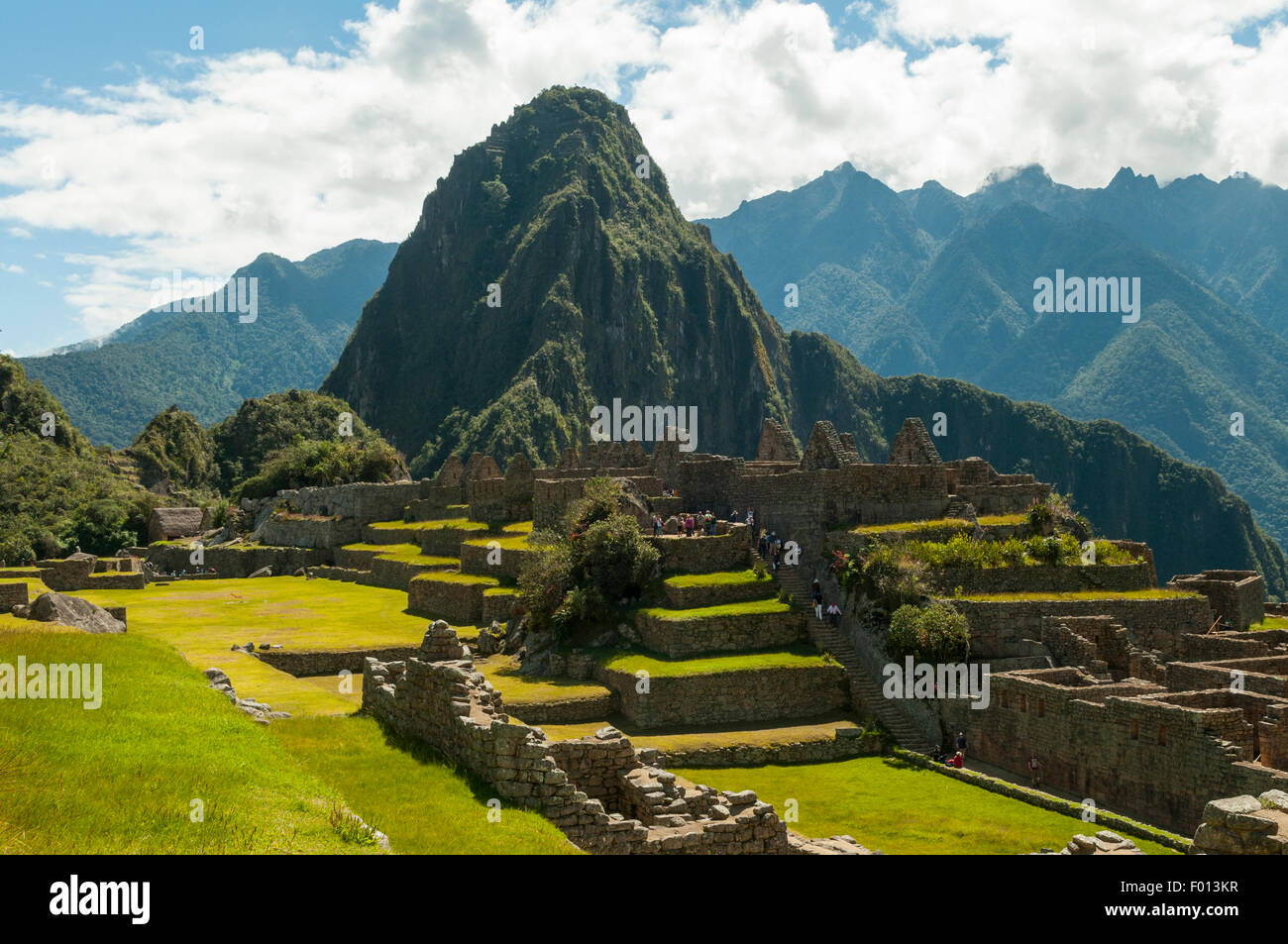 Huaynapicchu bei Inka-Ruinen von Machu Picchu, Peru Stockfoto