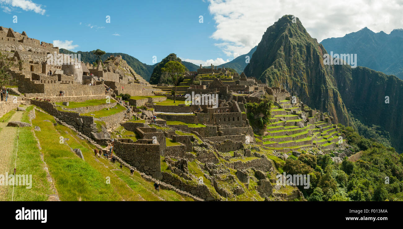 Inka-Ruinen von Machu Picchu Panorama, Peru Stockfoto