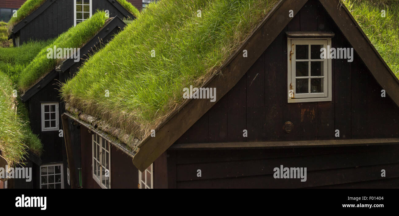 Altbauten in Tórshavn in der Nähe der historischen Gegend namens Tinganes, Insel Streymoy. Faroe Insel Stockfoto