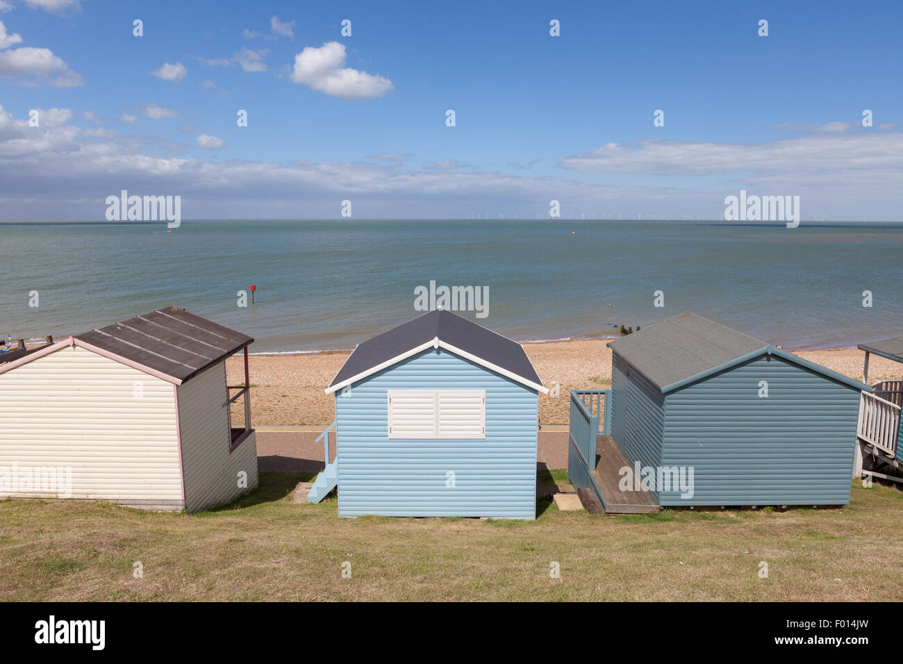 Hölzerne Strandhütten in Whitstable Stockfoto Hölzerne Strandhütten in Whitstable Stockfoto