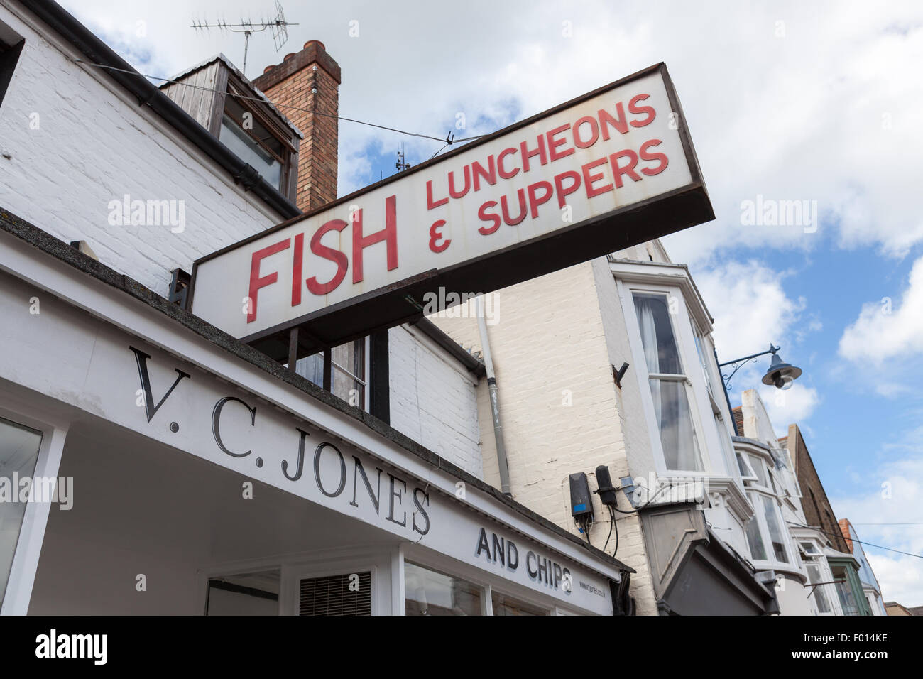 VC Jones Fish & Chips-Laden, Whitstable, Kent Stockfoto VC Jones Fish & Chips-Laden, Whitstable, Kent Stockfoto