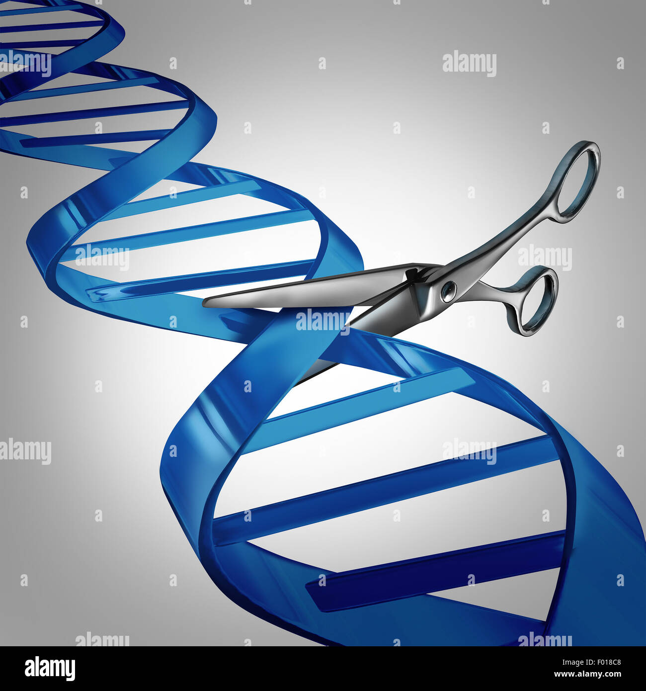 Gen bearbeiten Gesundheitswesen Konzept als molekulare Schere schneiden einen DNA-Strang als Medizin und Biologie Technik Symbol zum Ändern von genetischen Materials zur Heilung von Krankheiten helfen. Stockfoto