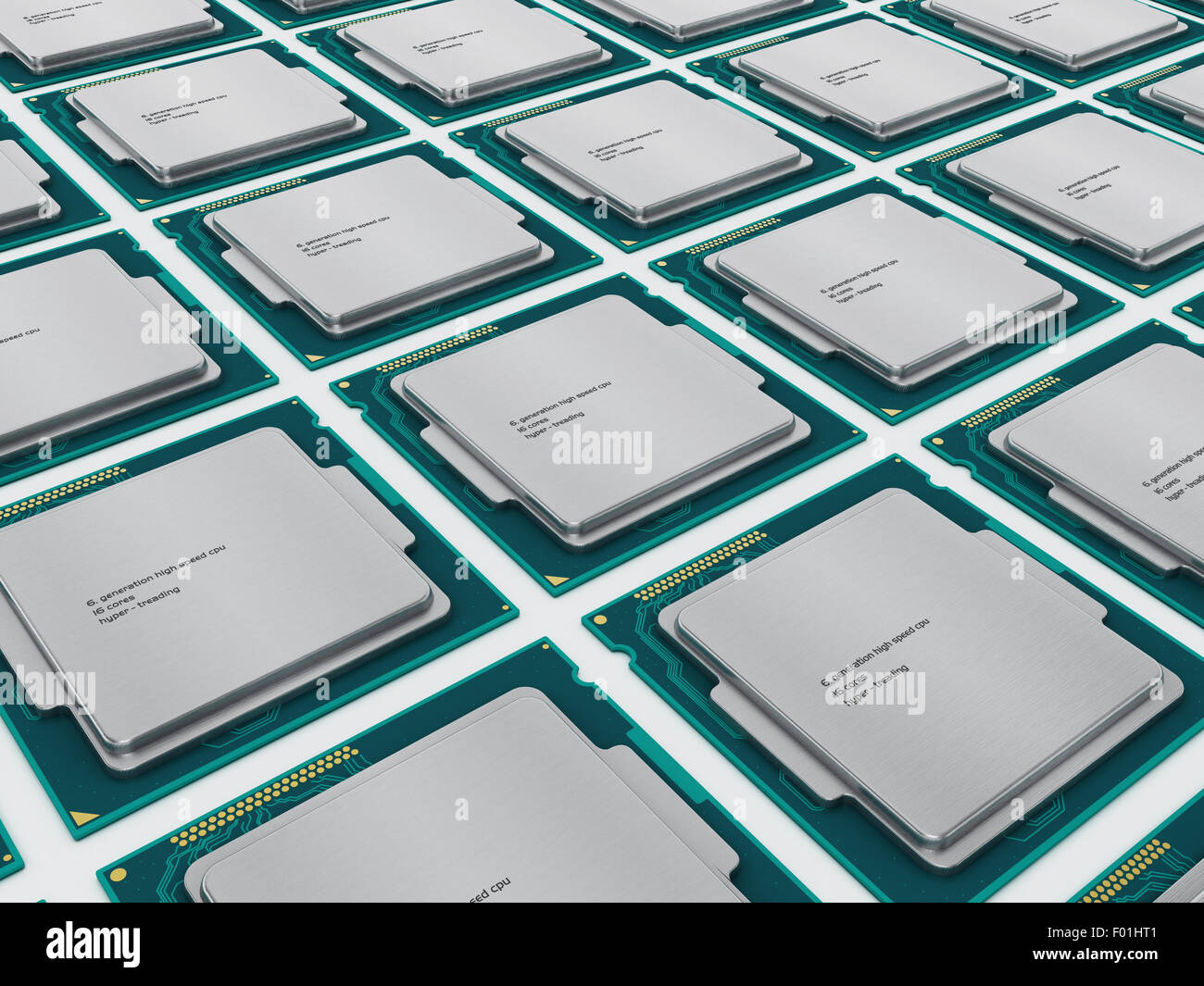 CPUs (Central Processing Units) isoliert auf weißem Hintergrund Stockfoto
