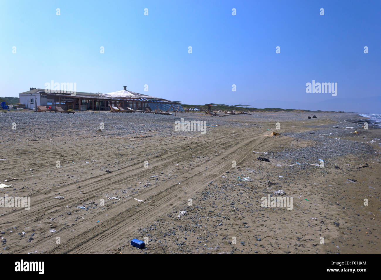 Strand Nordzypern illustriert Strand Verschmutzung kopieren Raum Stockfoto