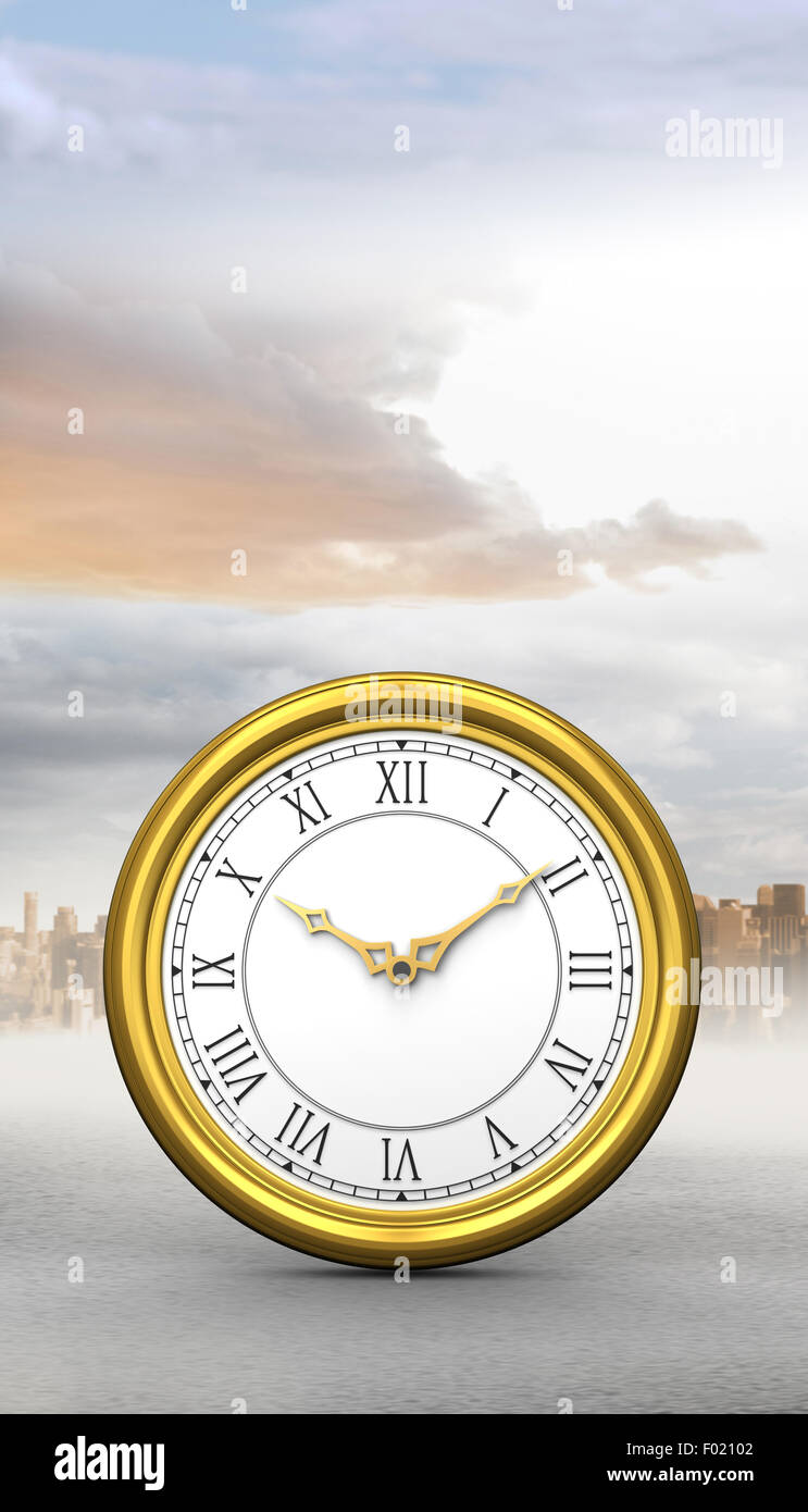 Zusammengesetztes Bild der goldenen Uhr Stockfoto