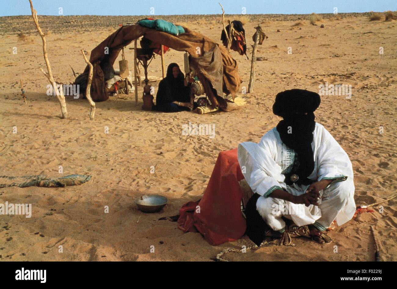 Tuareg-Camp im Nordosten Tal, Mali. Stockfoto