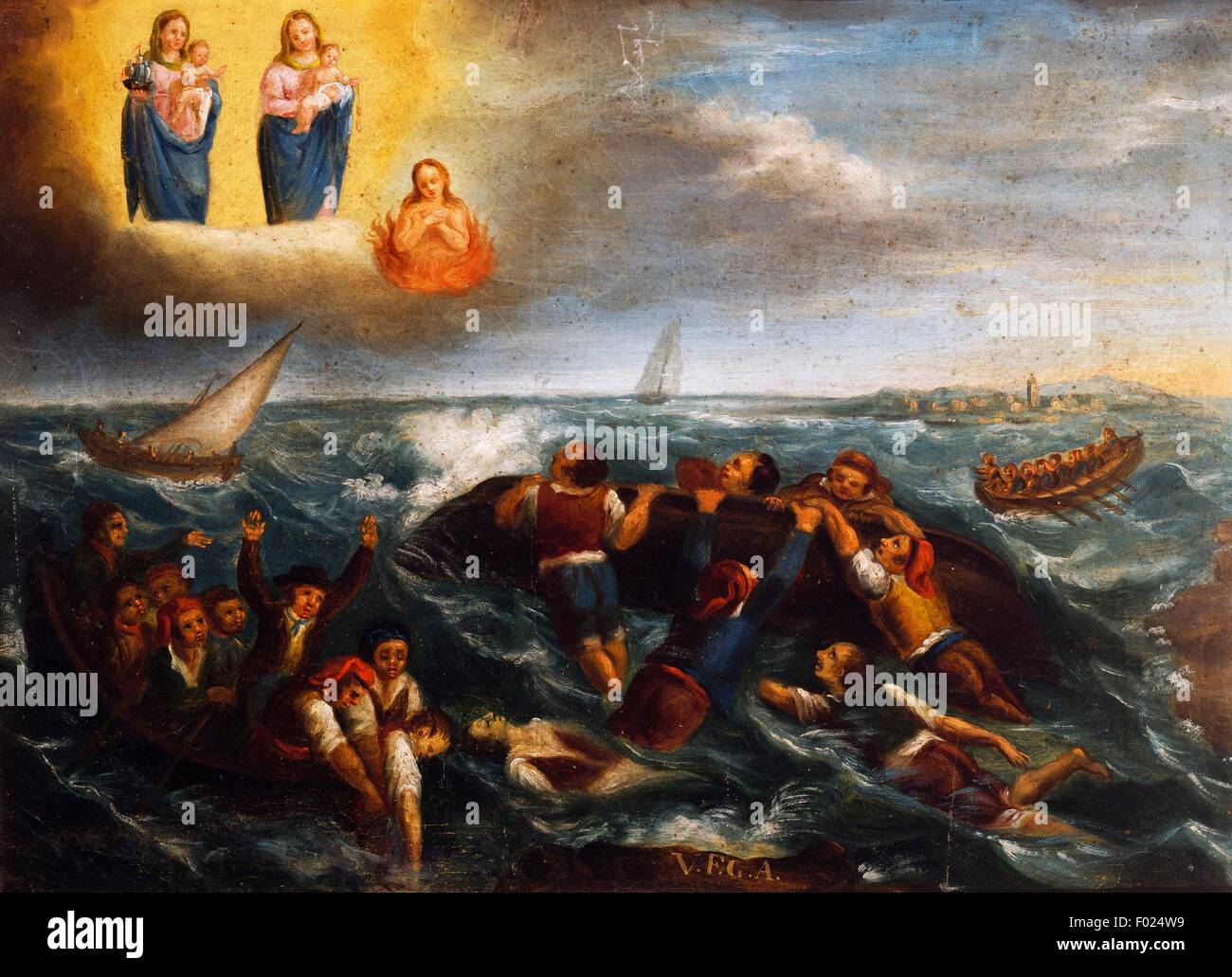 Schiffswrack, Seefahrt ex Voto, Italien, 19. Jahrhundert. Stockfoto