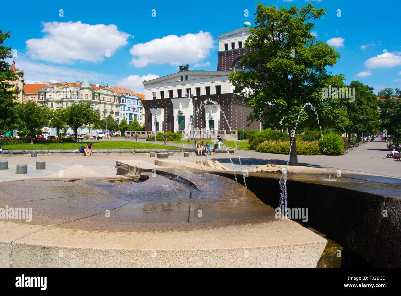 Vereintes Europa-Brunnen, Jiriho Z Podebrad Quadrat, Zizkov, Prague, Tschechische Republik, Europa Stockfoto