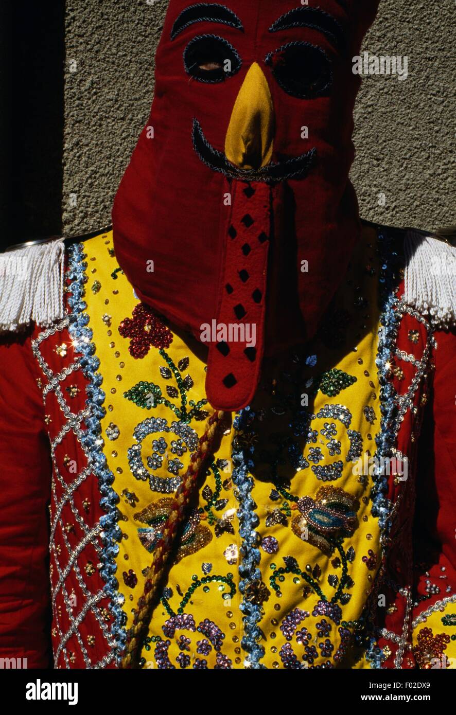 Traditionelle Kostüme getragen während des Festes der Juden gefeiert in der Karwoche in Sanfratello, Sizilien, Italien. Detail. Stockfoto