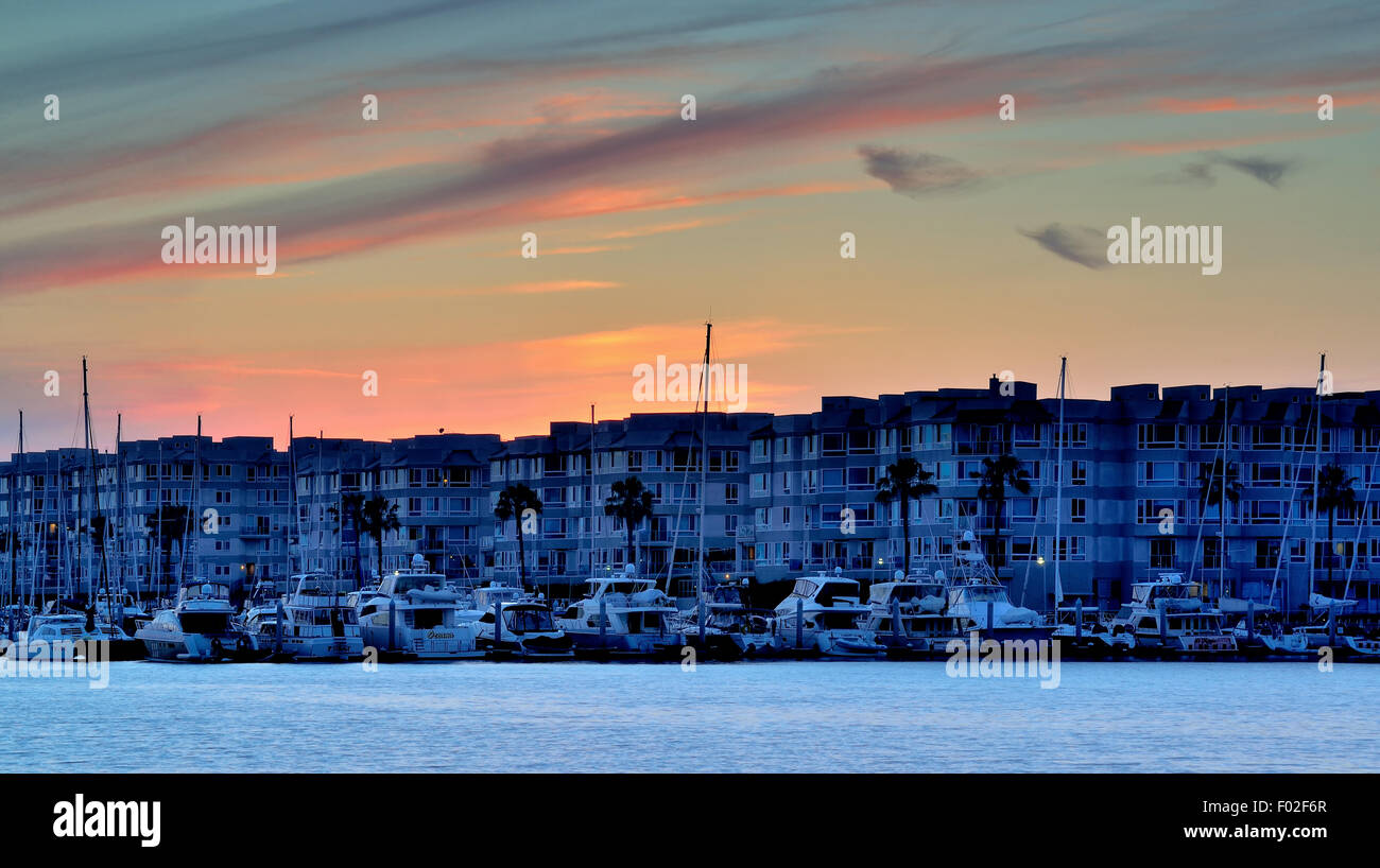 Marina Del Rey bei Sonnenuntergang, Los Angeles, USA Stockfoto