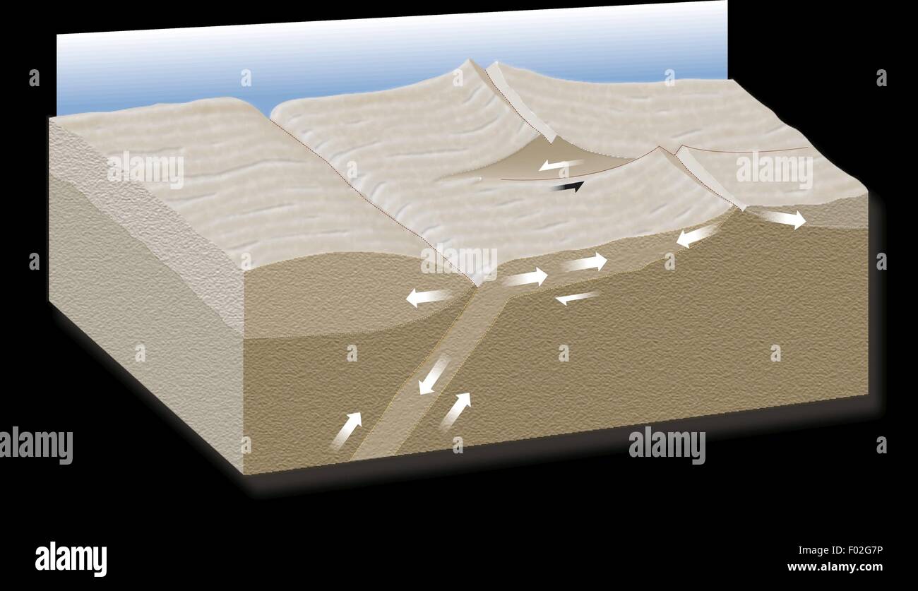 Geologie - Plattentektonik. Auf Plattenbewegung wirkenden Kräfte. Farbe Diagramm Stockfoto