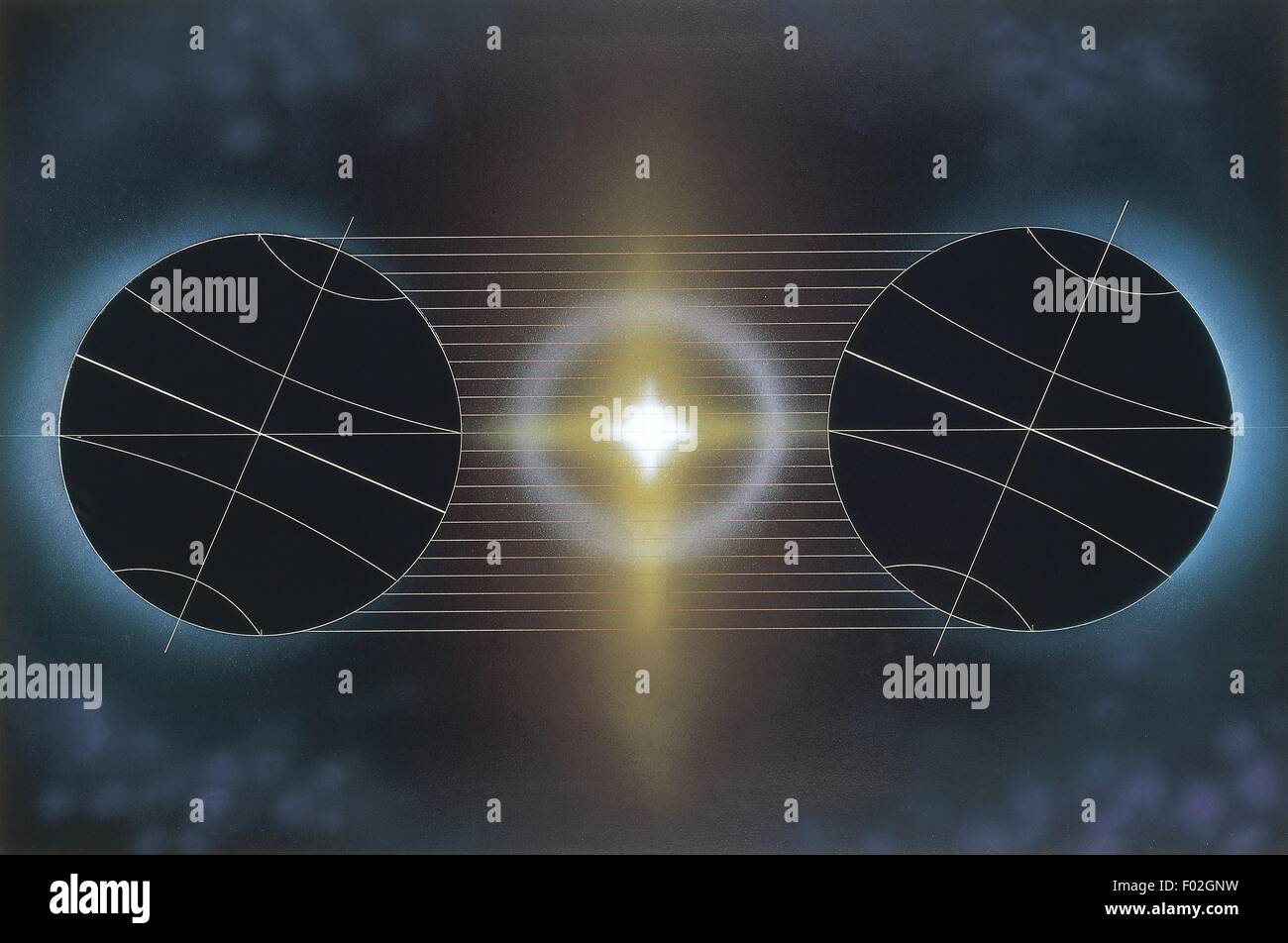 Astronomie - andere Belichtung der Erde, die Strahlen der Sonne während der Sonnenwenden. Abbildung Stockfoto