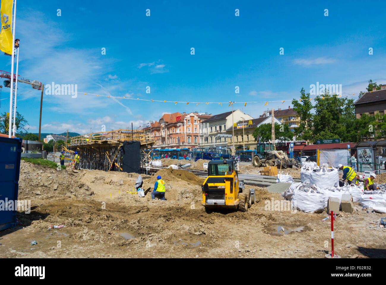 Baustellen, Szent Kalman ter, ehemalige Moskva ter Buda, Budapest, Ungarn Stockfoto
