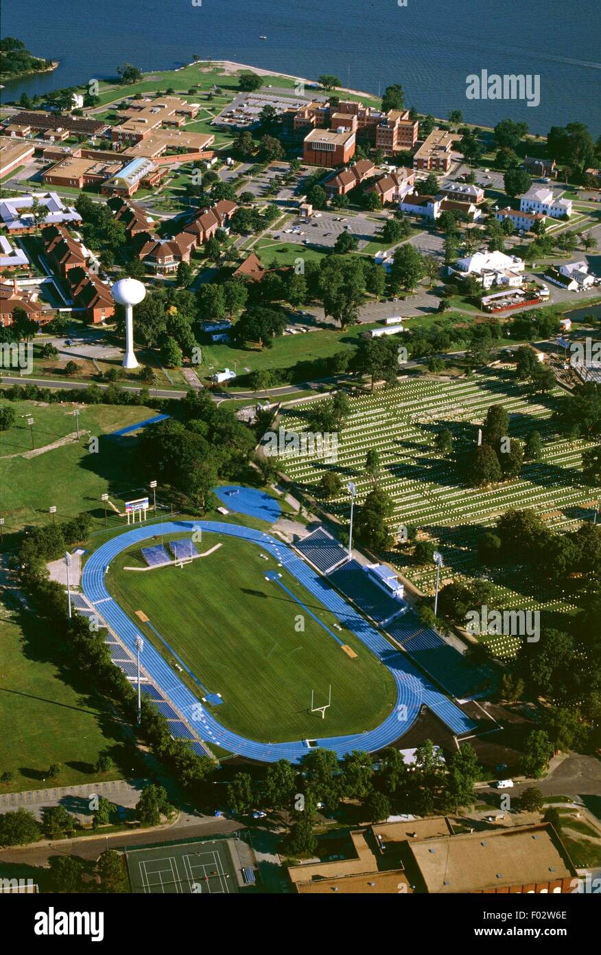 Luftaufnahme von Hampton mit dem Stadion - Virginia, Vereinigte Staaten von Amerika Stockfoto