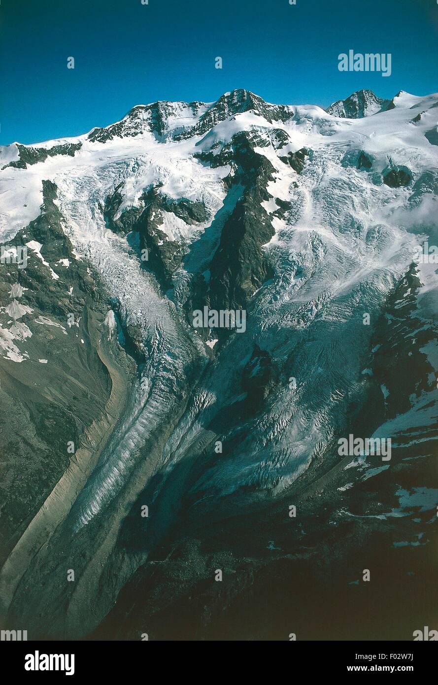 Luftaufnahme des Monte-Rosa-Massivs, italienischen Seite - Walliser Alpen, Valle d ' Aosta Region, Italien Stockfoto