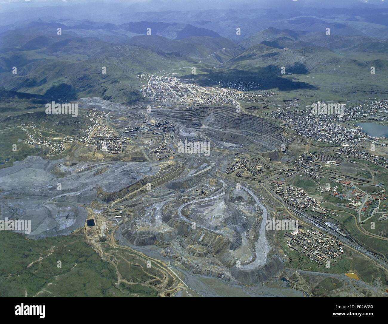 Luftaufnahme von Zink und Blei-Minen am Cerro de Pasco - Region Pasco, Peru Stockfoto
