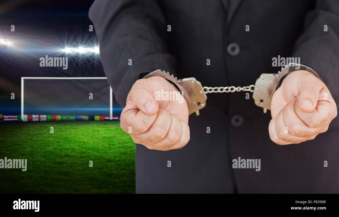 Zusammengesetztes Bild des gefesselten Geschäftsmann Stockfoto