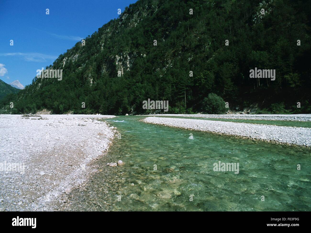 Italien - Friuli-Venezia Giulia Region - Val Cellina - Cellina Streams zwischen Ponte Mezzocanale und Contron Stockfoto