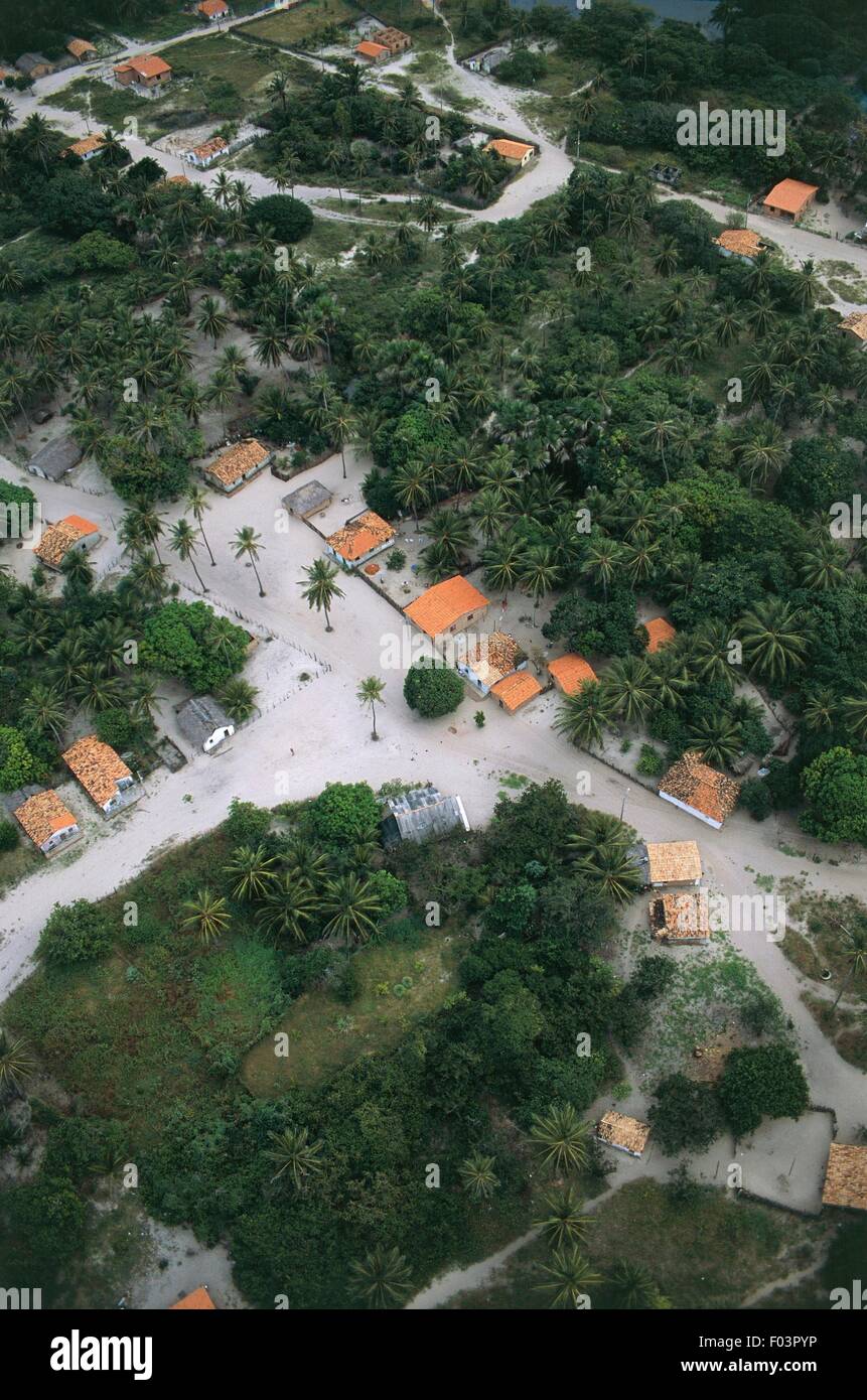 Luftaufnahme von Barreirinhas in Lencois Maranhenses National Park (gegründet 1981) - Bundesstaat Maranhao, Brasilien Stockfoto