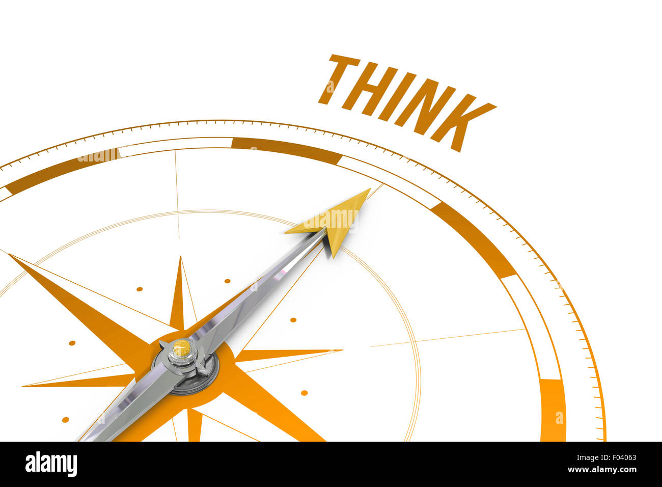 Denken gegen Kompass Stockfoto