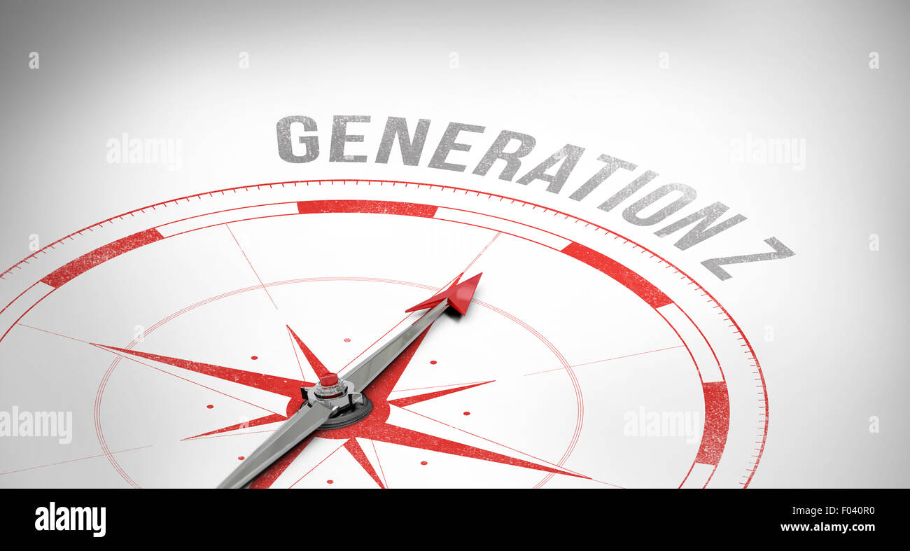 Generation z gegen Kompass Stockfoto
