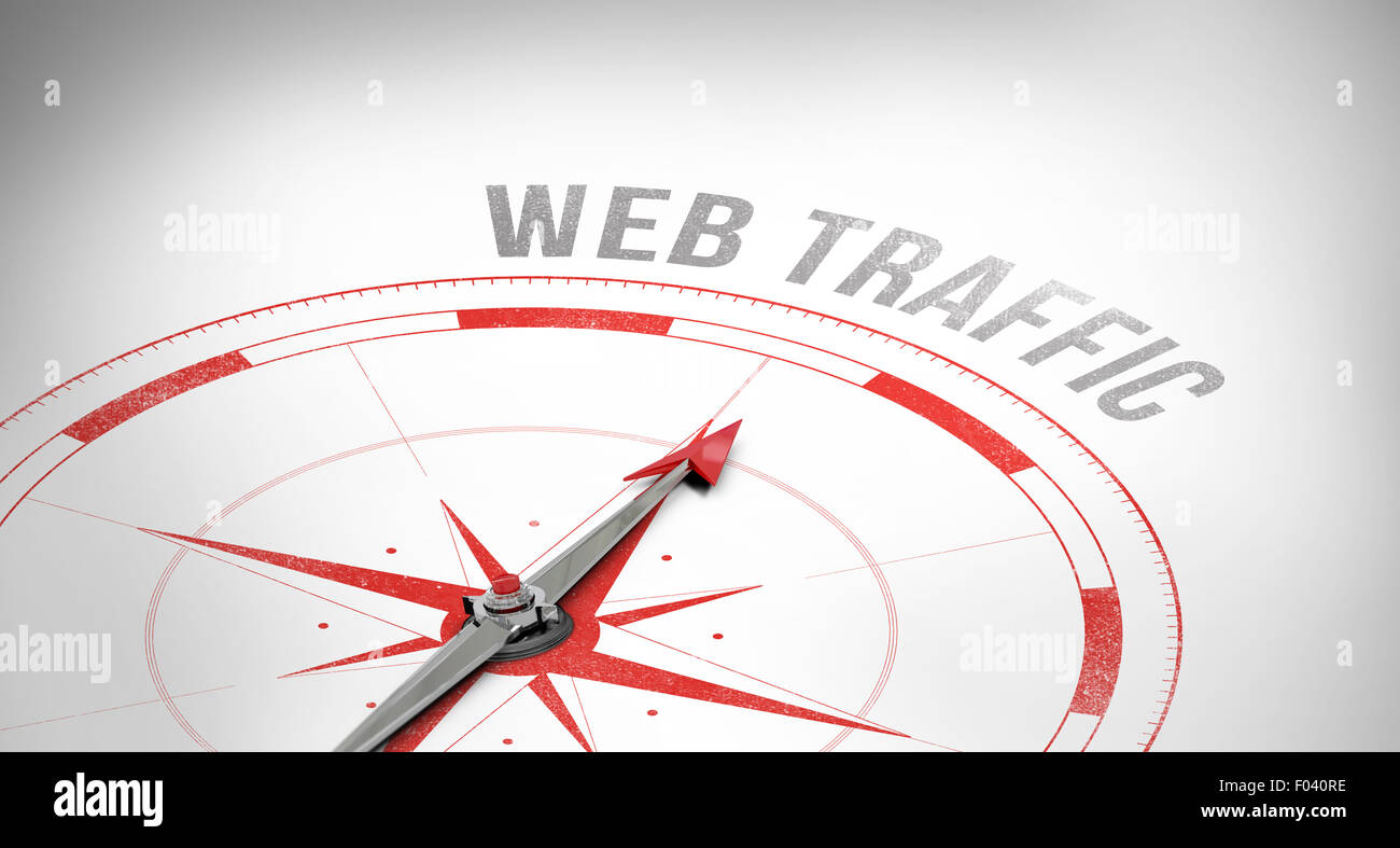 Web-Traffic gegen Kompass Stockfoto
