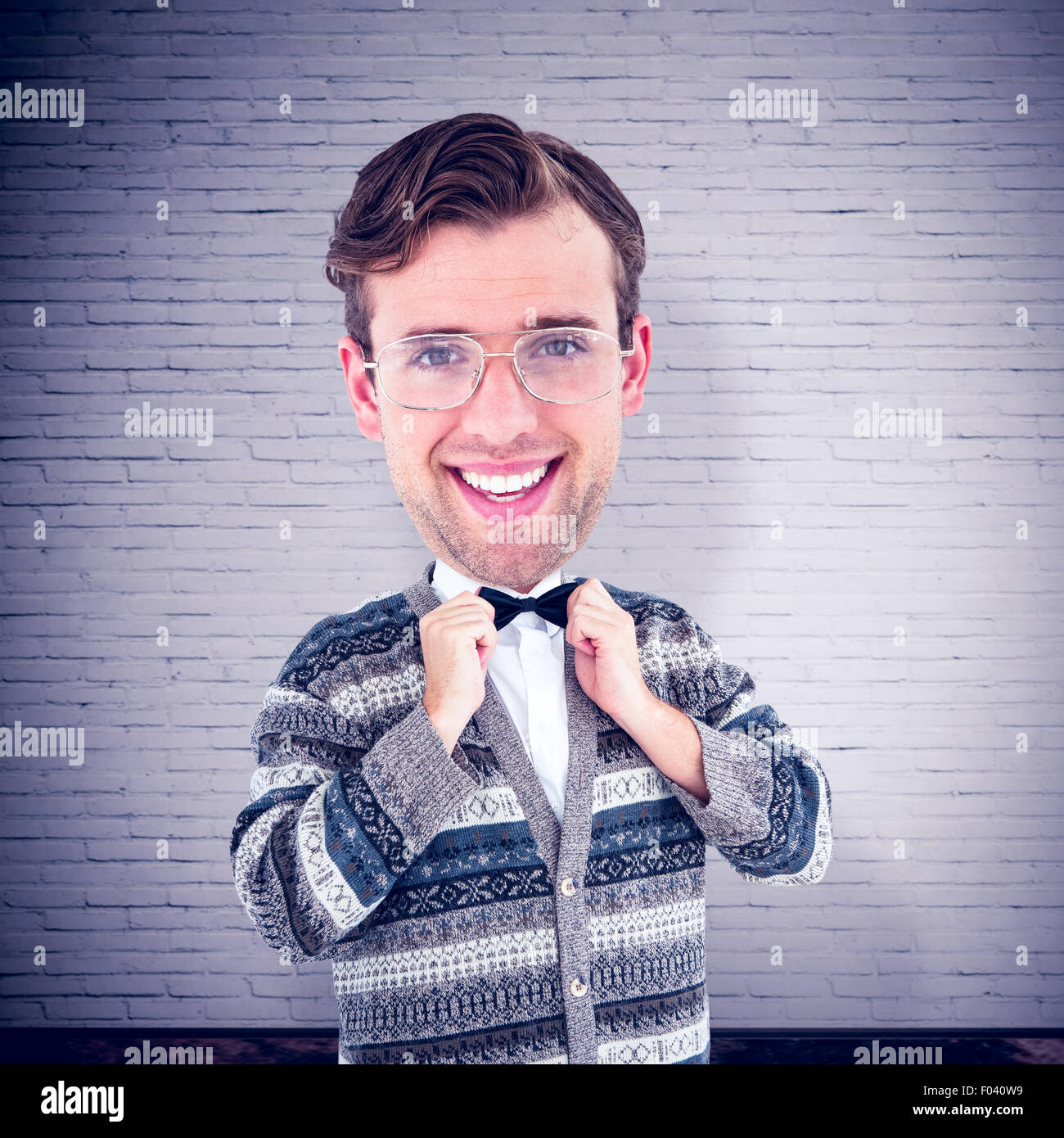 Zusammengesetztes Bild Nerd lächelnd Stockfoto