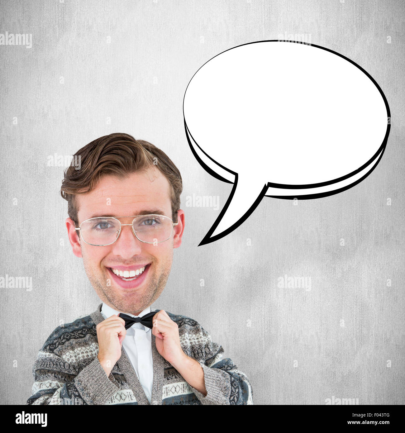 Zusammengesetztes Bild Nerd lächelnd Stockfoto