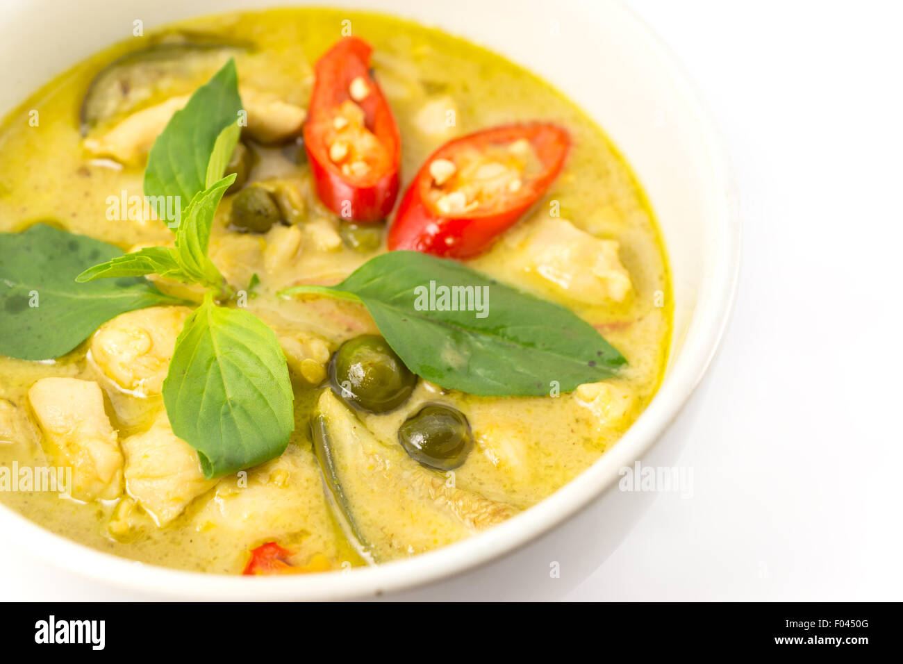 Thailand Essen grünes Curry Huhn intensiv Suppe Stockfoto