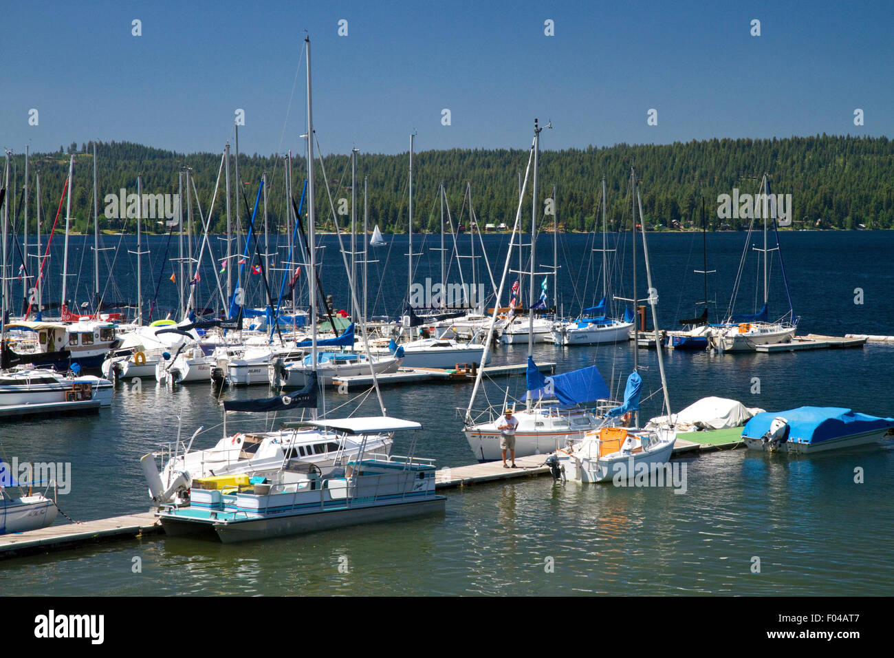 Bootshafen am Payette Lake, McCall, Idaho, USA. Stockfoto