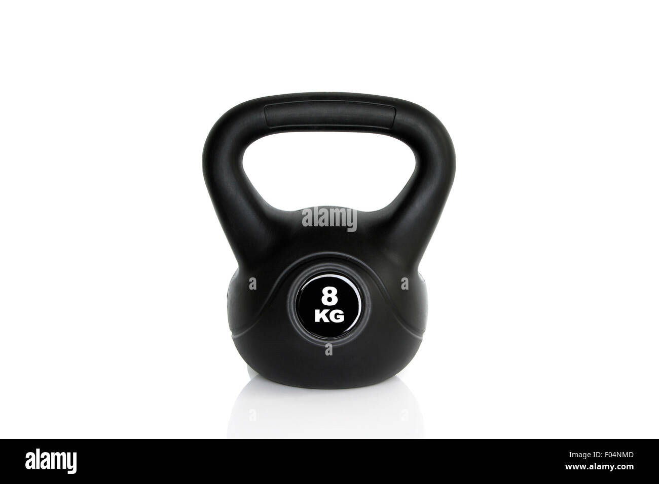 schwarz 8 kg Kettlebell isoliert auf weißem Hintergrund. Gewichte für ein Fitness-Training. Stockfoto