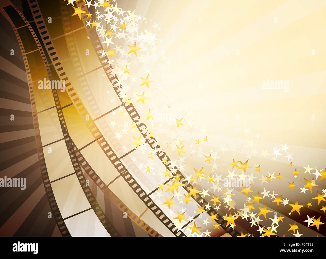 Hintergrund mit Retro-Filmstreifen und "goldene Sterne" Stock Vektor
