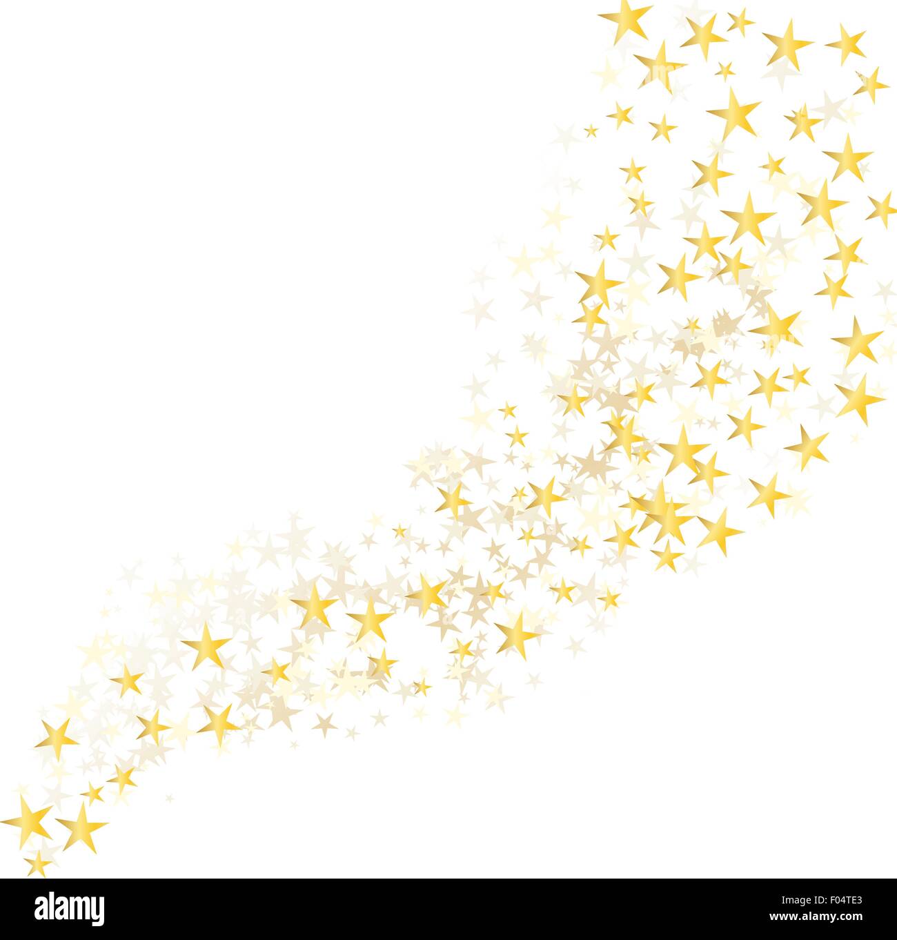 "goldene Sterne" fließt über weißem Hintergrund Stock Vektor