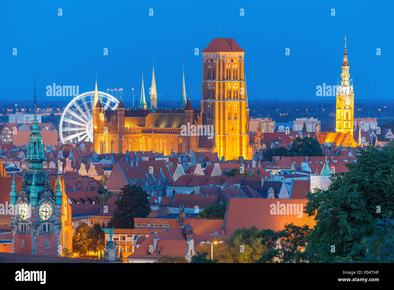 St Mary Kirche und Rathaus in Danzig, Polen Stockfoto