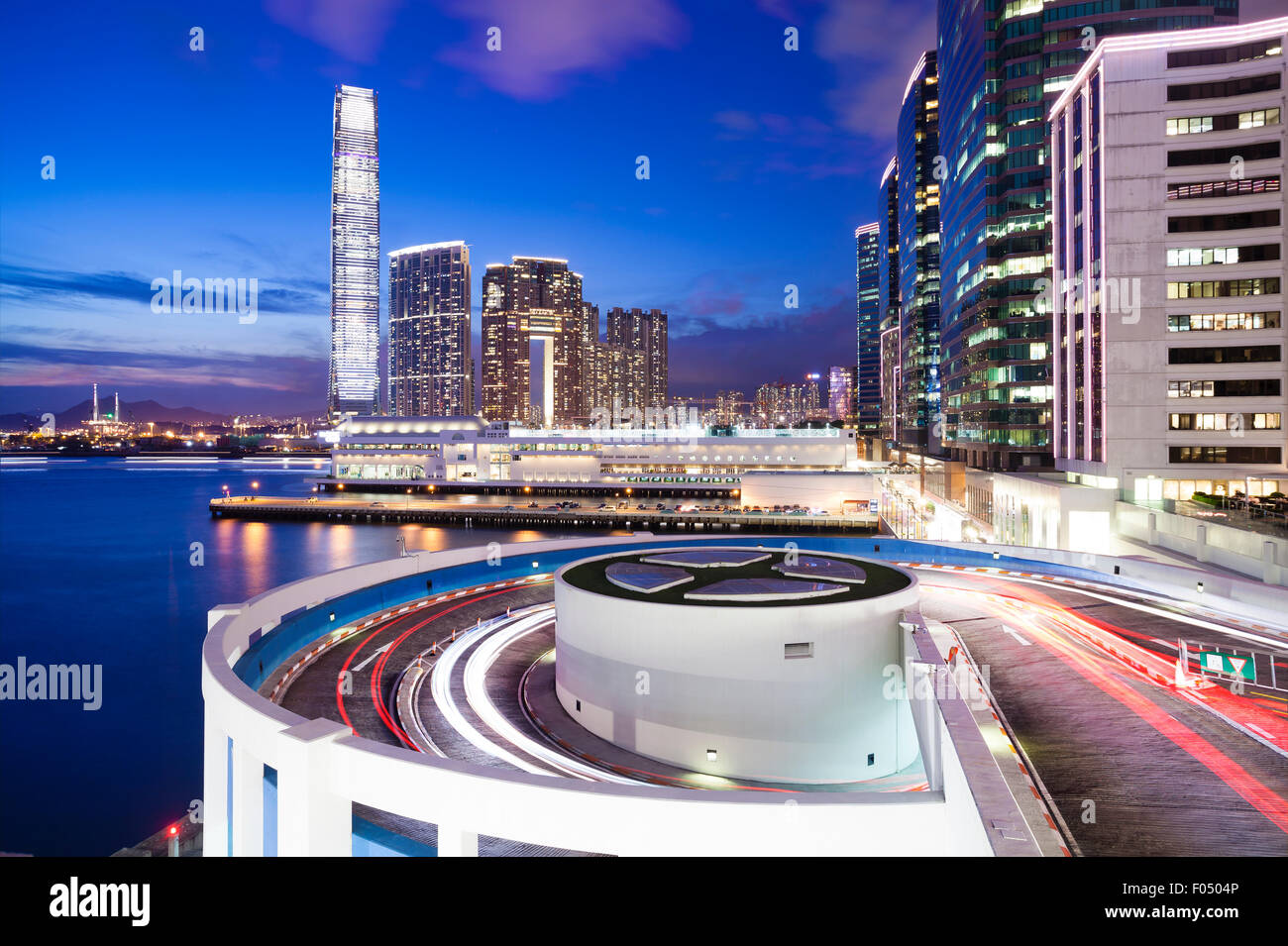 Hong Kong City bei Nacht Stockfoto