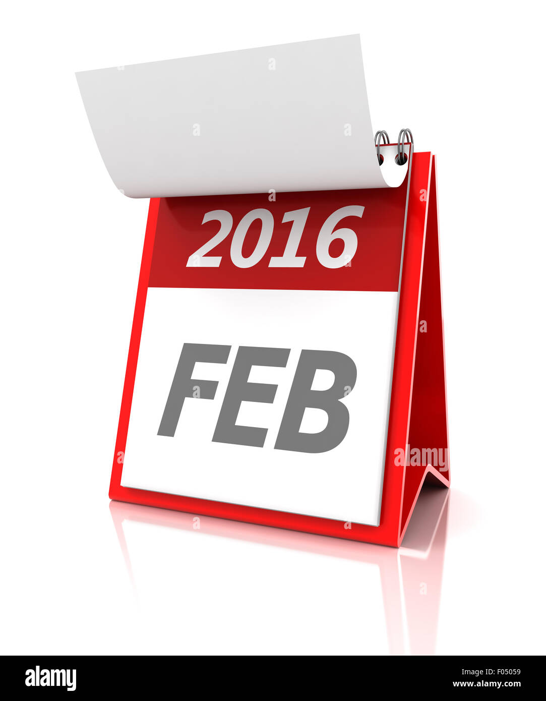 Kalender Februar 2016, 3d render Stockfoto