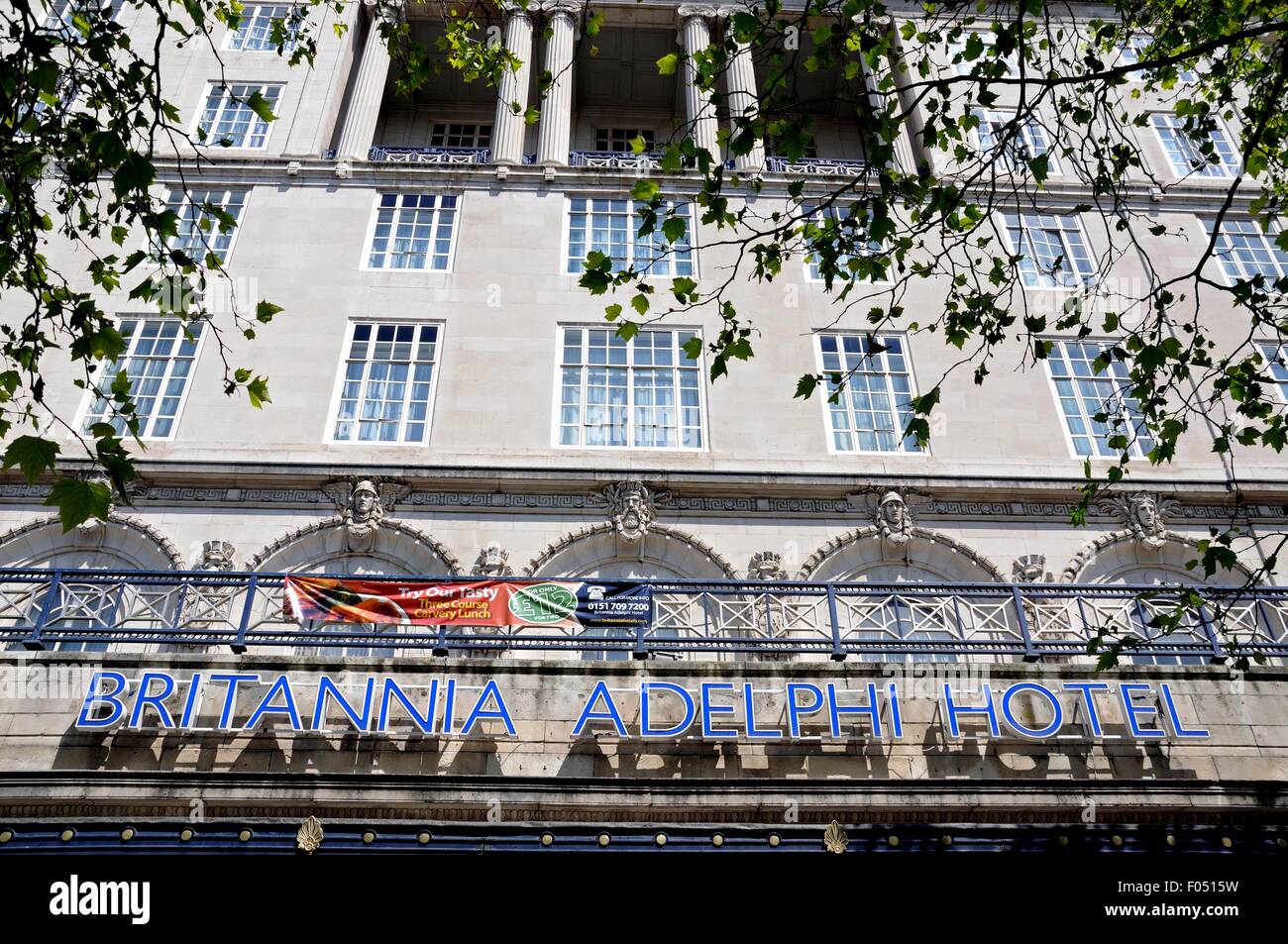 Vorderansicht des Britannia Adelphi Hotel, Liverpool, Merseyside, England, UK, Westeuropa. Stockfoto