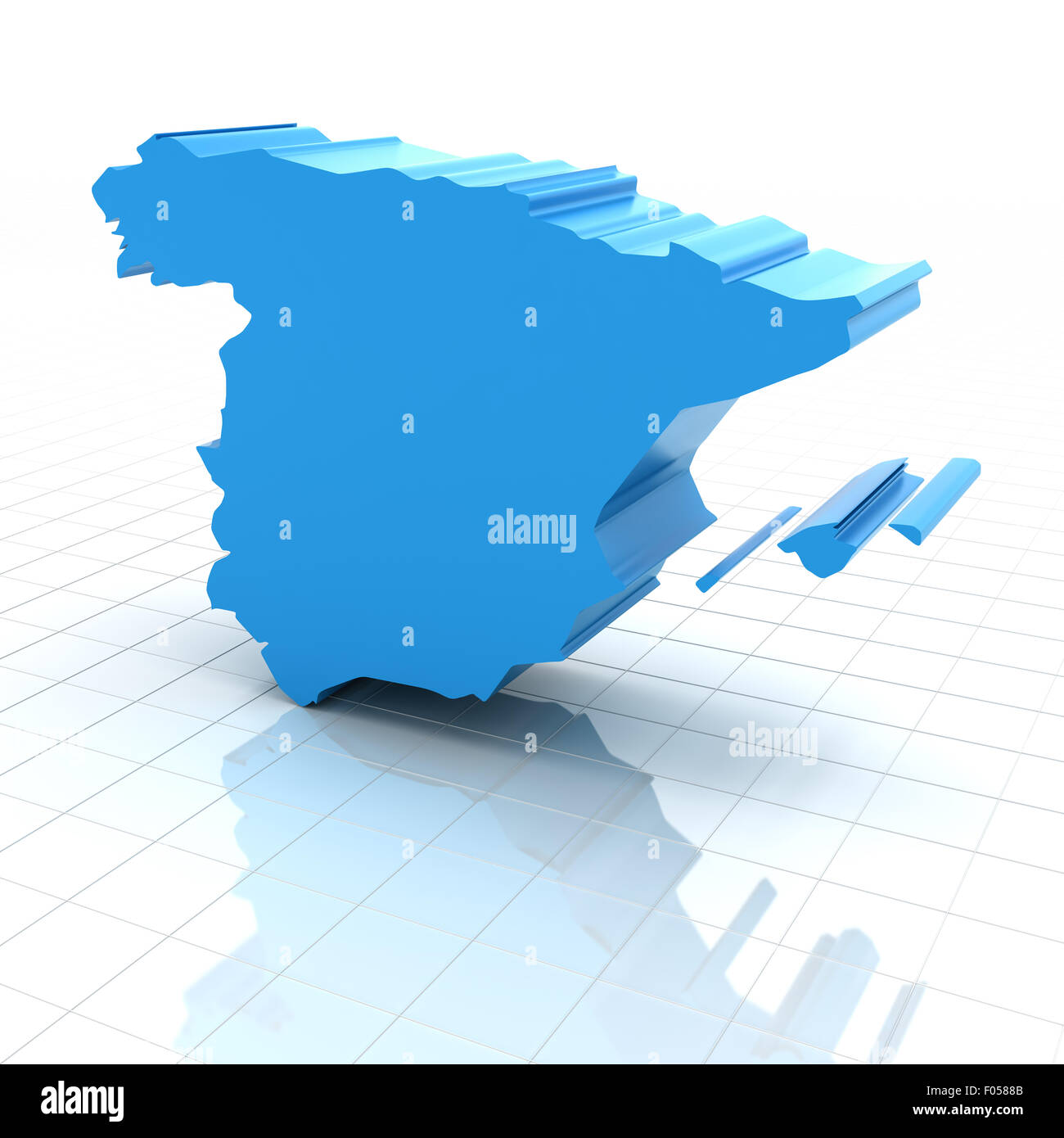 Extrudierte Karte von Spanien Stockfoto