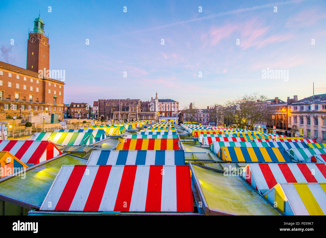 Zentraler Platz von Norwich. Stockfoto