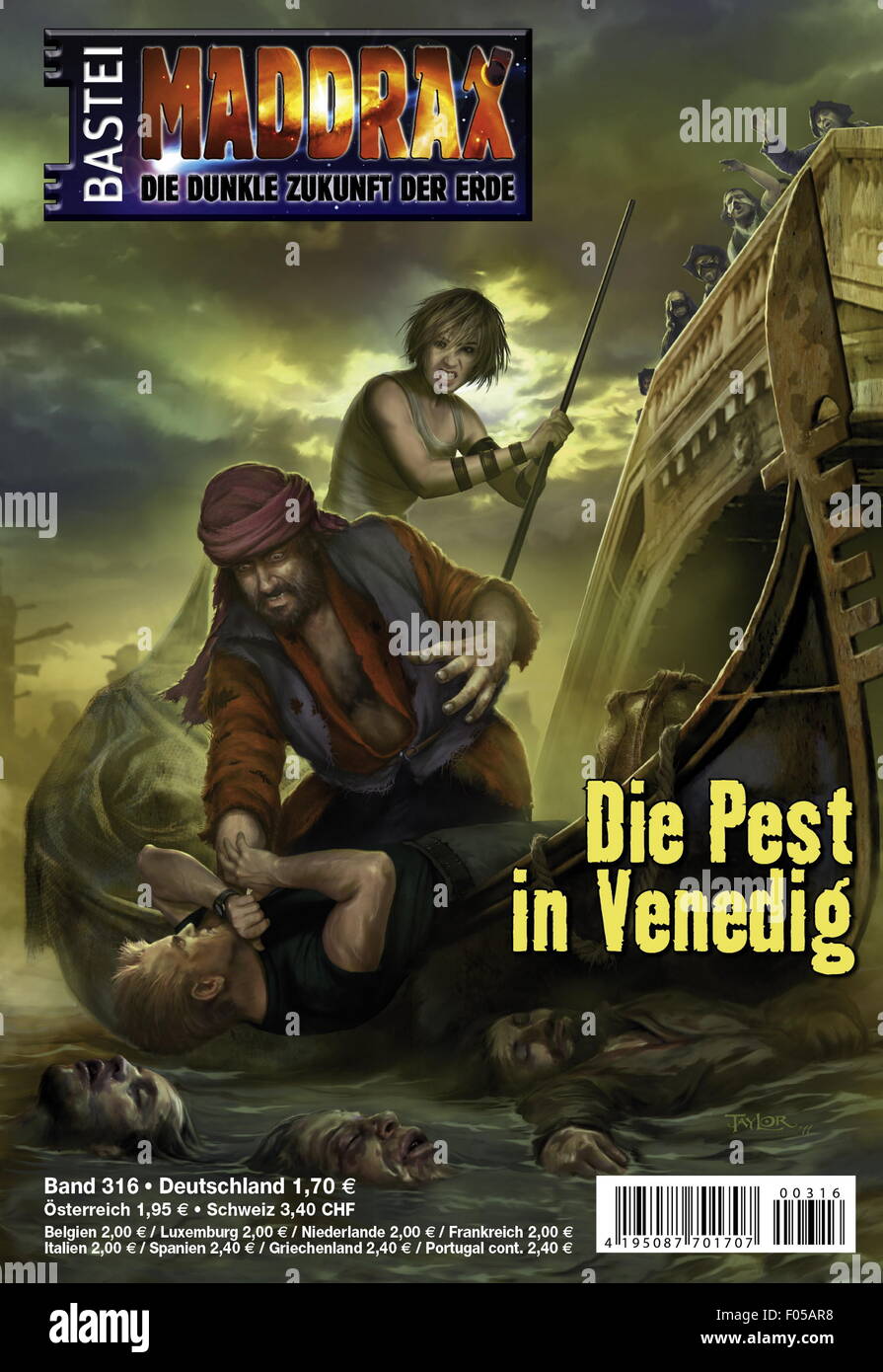 Literatur, Penny Novel, Maddrax, Band 316: 'Die Pest in Venedig', Deutschland, 2012, Titelseite, zusätzliche-Rechte-Clearences-nicht vorhanden Stockfoto