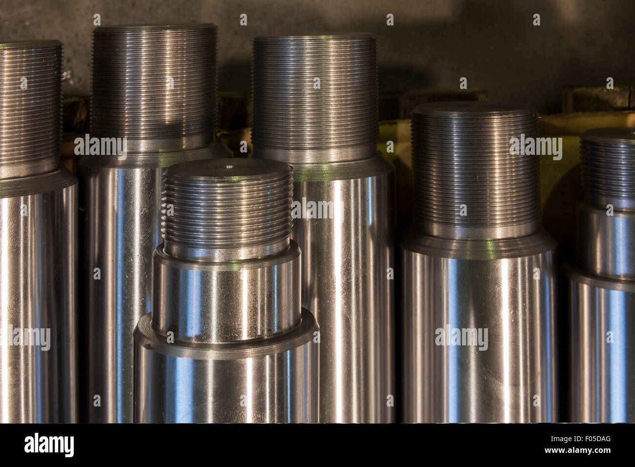 Metallschaft mit Gewinde hautnah Stockfoto